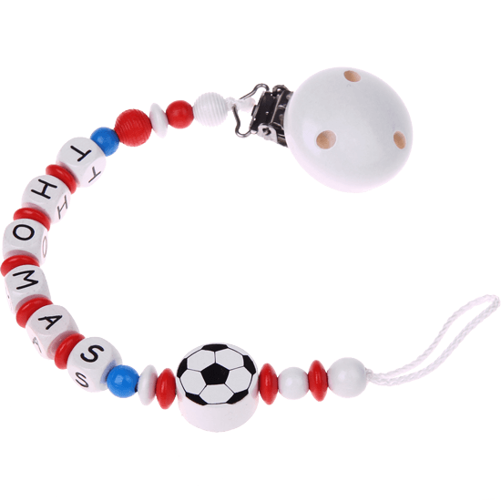 Schnullerkette Fußball Weiß-Rot-Blau