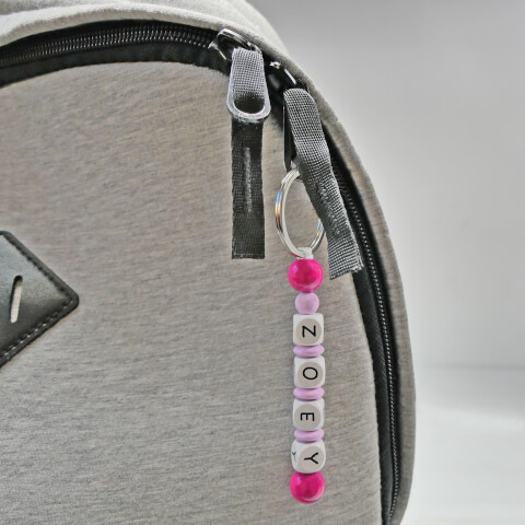 personalised key fob as bag charm